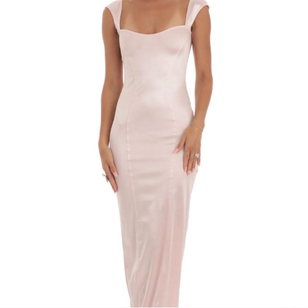 Lucy in The Sky Pink Satin Maxi Dress
